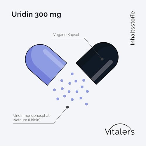 Vitaler's Uridin 300 mg – 60 Kapseln, Vegan, 2 Monate Nahrungsergänzung, ohne Konservierungsstoffe, reine Zusammensetzung