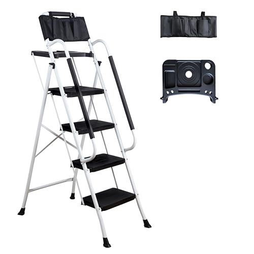 4 Step Ladder with Handrails (Include Tool Tray+Bag) 330lbs Capacity by LEADALLWAY - Image 8