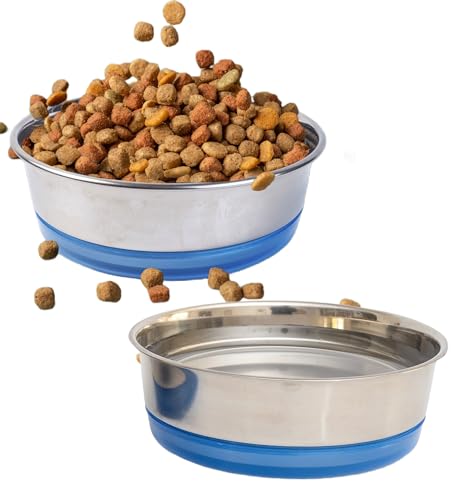 Fuzzl Ciotola per cani in acciaio inox di alta qualità, 17 cm, confezione da 2, resistente, ultra pulita, atossica, ciotola per cani versatile per idratazione, alimentazione
