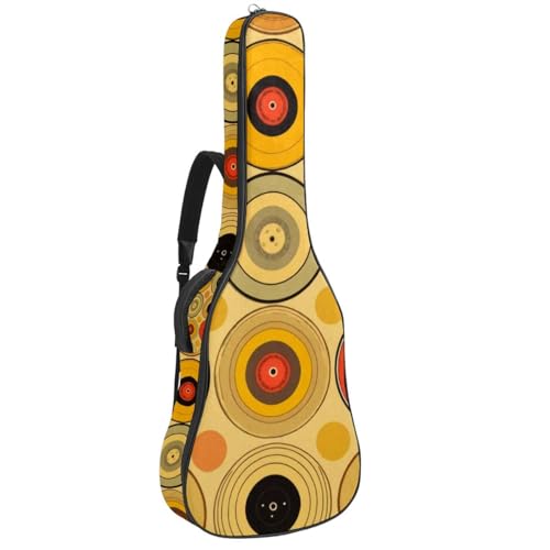 Housse guitare acoustique étanche motif disques jaunes 42.9"