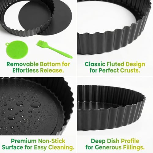 COONE Quiche Pan, 5.5cm/2.2in Deep Flan Dish with Loose Base, 24cm/9.4Inch Carbon Steel Baking Tray, Non-Stick Pie Tin for Baking Fruit Pies & Tarts - Image 5