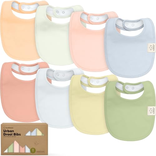 Image of 8-Pack Organic Baby Bibs for Boys, Girls - Soft Cotton Drooling and Teething Bibs for Baby Girl & Boy, Extra Absorbent, Easy to Clean & Put On for Toddler, Newborn, Infant 0-24 Months(Dew)