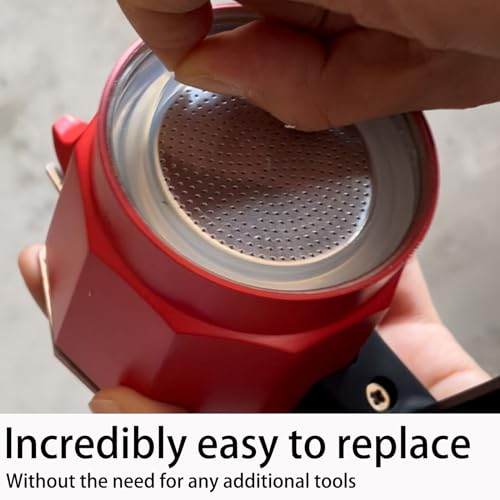 Image of 2 Pcs Filter with 3 Pcs Silicone Gasket Seals for 12 Cup 14 Cup Stovetop Espresso Coffee Maker Replacement Parts Aluminium Moka Pot