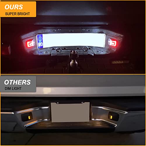 Image of R&F Auto Red OLED Neon Tube LED License Plate Light Replacement for Tacoma 2005-2015 / Tundra 2000-2013 Pickup Truck Tag Lamp 6000K Diamond White 2-Pieces Tag Lights Smoked Lens