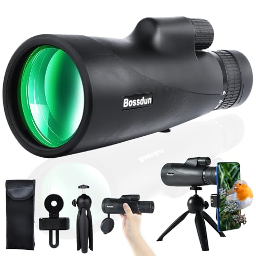 10-30X50 Zoom Monocular Telescope High Power, BAK-4 Prism HD Monoculars for Adults with Smartphone Adapter & Tripod Portable Monocular for Hunting Hiking Star Bird Watching Black