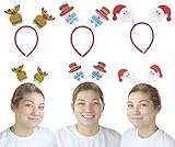 Iconikal Christmas Headband Party Bopper (Snowman, Reindeer, and Santa) 4-Pack