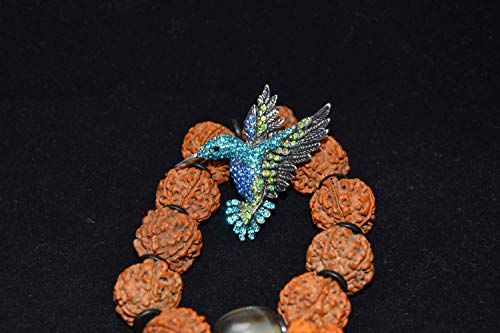 Hummingbird Brooch Pins For Women Fashion Bird Pins Elegant Rhinestone Crystal Women's Brooches Pin (Ancient Silver Blue Green) #TOP4