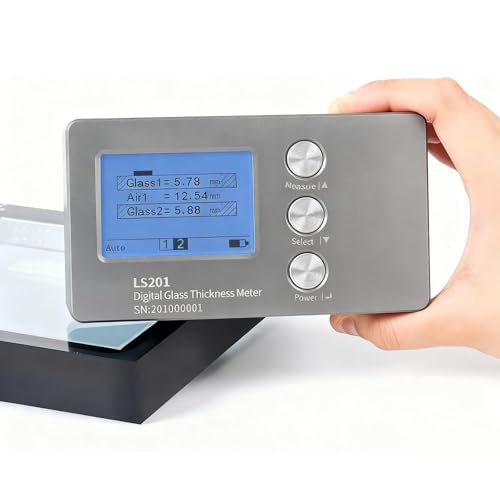 LSBHPPD Medidor De Espesor De Vidrio LCD, Medidor De Espesor De Vidrio Aislante, Precisión De Medición ±0,1 Mm, Rango De Espesor De Vidrio 70 Mm, Capa De Aire 45 Mm, Compacto Y Portátil