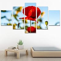 SIGNWIN 5 Panel Canvas Wall Art Modern Art Bohemian Bouquet Colorful Cool Floral Group Multicolor Photography Realism for Home Decorations Ready to Hang - 60