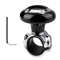Lenkradknauf 360° Universal Lenkhilfe Schwarz – Abnehmbarer Drehknopf mit Schraubenschlüssel für Auto, LKW, Traktor, Boot, Gabelstapler, Rasenmäher – Ergonomischer Lenkradgriff