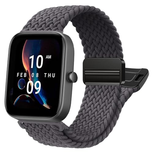 Zeeflufun Braided-Bands Compatible With Amazfit Active 2/Active 3 Premium/Active/GTR mini/GTS 4/4 Mini/3/2/2e/2 Mini,20MM Magnetic Stretchy Strap for Amazfit Bip 3 Pro/3/Lite/S Lite/U/U Pro Women Men
