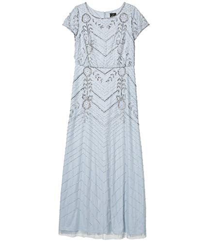 Image of Adrianna Papell Women's V-Neck Allover Beaded Mesh Overlay Gown