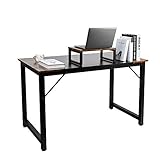 MU Computer Office Desk, 47“ Writing Study PC Gaming Desk w/Monitor Stand and Iron Hook, Modern Industrial Style for Home, Office and Workstation, Rustic Brown, 2021 New
