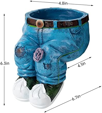 Creative Denim Pants Resin Flower Pot, Planting Pot, Flower Planting Pots Garden Pot Outdoor Indoor Flower Pot Cute Planter Pot DIY Resin Decorative Flower Pot for Home Lawn Yard Deck Railings