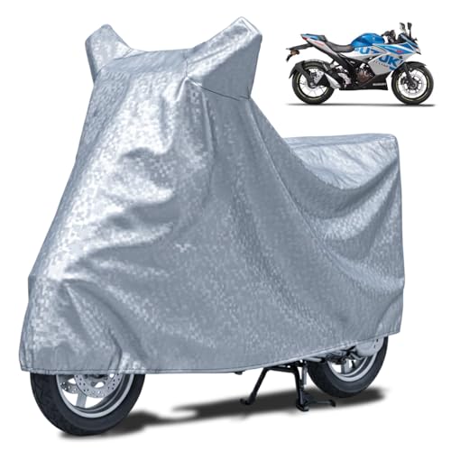 Image of FABTEC Waterproof Bike Body Cover Compatible with Suzuki Gixxer SF 250, A3 (Silver)