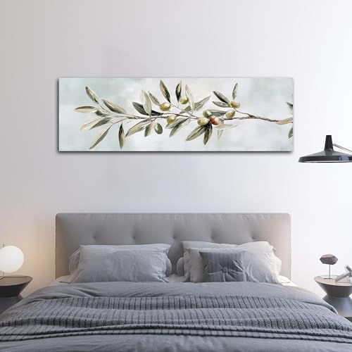 Tableau branche d'olivier rustique idéal pour une déco de cuisine méditerranéenne panoramique