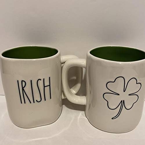 VEICK Mug GREEN inside - double sided with Cloverleaf design on back - Saint Patrick's Day - Ceramic Y