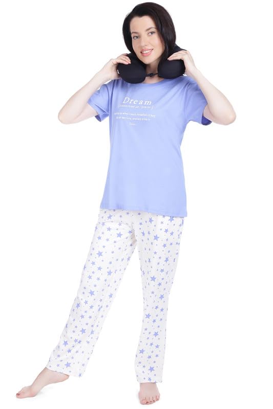 Image of Bedtime story Cotton Night Suit for Women Girls | Women's Cotton Printed Pant & Top Night Suit Set Pyjama Set Sleepwear Nightwear Nightdress Loungewear