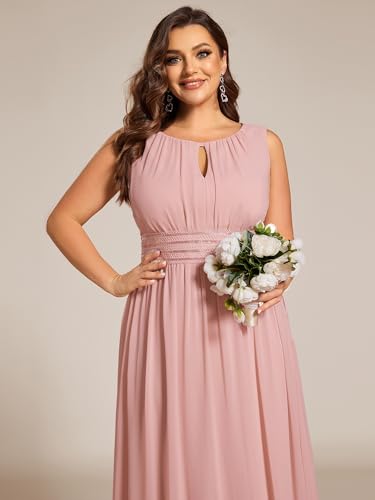 Image of Ever-Pretty Plus Women's Round Neck Sleeveless Empire Waist Maxi Plus Size Formal Gowns Bridesmaid Dresses