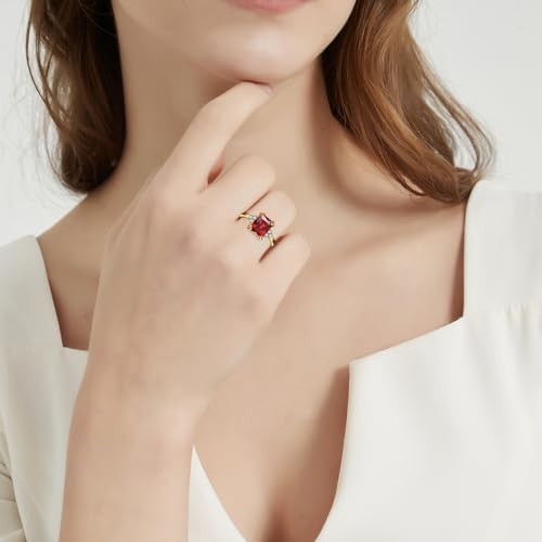 Yaresul Women'S Ruby Ring Red Ring For Women 14K Gold Plated 925 Sterling Silver Ruby Engagement Ring July Birthstone Rings Promise Wedding Ring For Anniversary Valentine'S Day Gift Size 8 thumb #3