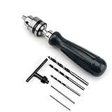 Mini Pin Vise, Enpoint Pin Vise Set Woodworking Precision DIY Hand Drill Bit Storage Handle Countersink Reamer for Model Jewelry Walnut Amber Beads Plastic with Chuck Key & Twist Drill Bits (7pcs)