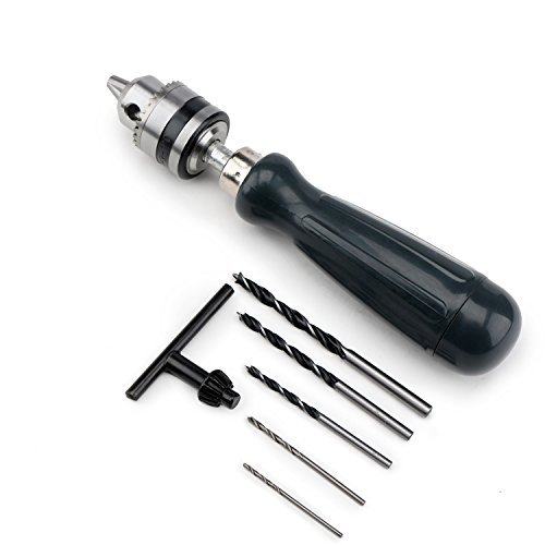 Mini Pin Vise, Enpoint Hand Chuck Pin Vise Set Woodworking Precision DIY Hand Drill Bit Storage Handle Countersink Reamer for Model Jewelry Walnut Plastic with Chuck Key & Twist Drill Bits (7pcs)