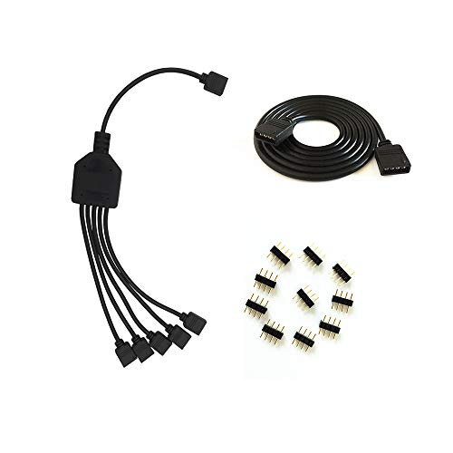 2x Schwarz 4-Pin LED Splitter Kabel Y-Kabel – 30 Cm, Für SMD 5050/3528 RGB LED Streifen, Verbinder 1 Zu 2