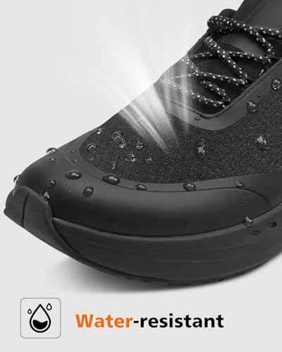 Image of KESCOO Wide Toe Box Non Slip Work Shoes for Men Food Service Kitchen Restaurant Chef Shoes Cushioned Water-Resistant Slip-Resistant Walking Sneakers Black