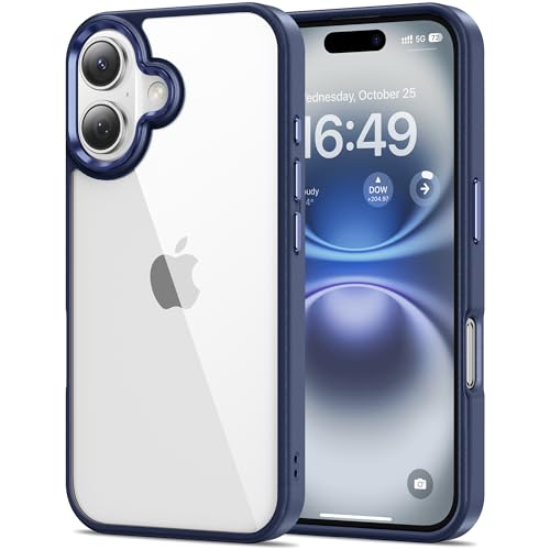 Image of HOOMIL Case for iPhone 16 Plus 6.7-Inch, Non-Yellowing, Drop Protection, Anti-Scratch Transparent Hard Back Phone Cover - Blue