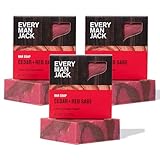 Every Man Jack Cold Processed Mens Bar Soap - Cedar + Red Sage Scent - Deeply Cleans & Hydrates with Shea Butter and Coconut Oil - (3 Pack)