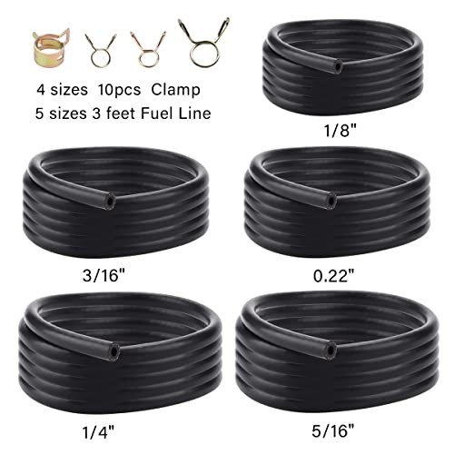 Hipa 3 Feet 1/8" 3/16" 0.22" 1/4" 5/16" Id Fuel Line Fit For Kawasaki Ezgo Kohler Briggs And Stratton Snowmobile Lawn Mowers Tractor Bike Atv Utv Weed Eater Golf Cart Motorcycle Scooter Generator #TOP1