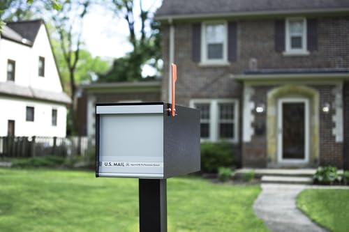 Image of Architectural Mailboxes MailMax Post Mount Mailbox, Black, Large | Modern galvanized steel and aluminum build with rust-resistant powder-coat finish and a magnetic door closure. USPS approved.