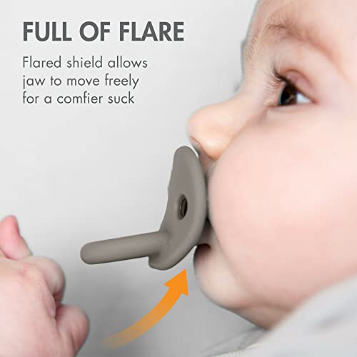 Image of Boon Jewl Silicone Orthodontic Pacifier - Baby Pacifier with Soothing Gem-Shaped Nipple - Comfortable Baby Pacifiers Natural Oral Muscular Development - Neutral - 2 Count - 3+ Months (Pack of 2)
