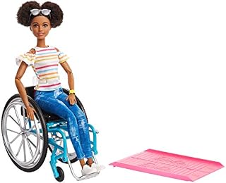 ​Barbie Fashionistas Doll, Brunette with Rolling Wheelchair and Ramp, for 3 to 8
