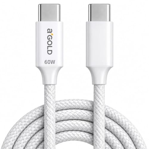 Cabo USB-C para USB-C 2 metros, 60W Nylon Trançado, Carregamento Rápido