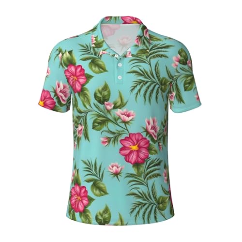 Polo respirant à manches courtes avec imprimé feuilles tropicales
