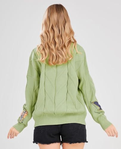 Image of yoeasy Women's Embroidery V Neck Knit Cardigan Sweater Loose Open Front Button Down Long Sleeve Sweater