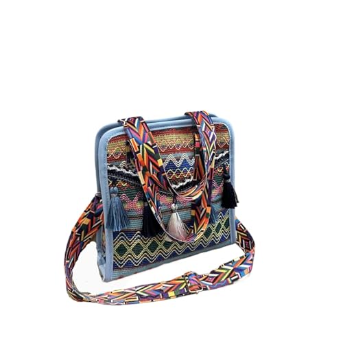 Sac tissé style ethnique à gland suspendu, grand cabas vintage polyvalent pour femme active
