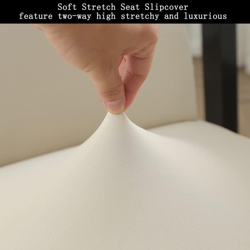 Dining Room Chair Covers Set of 4, Kitchen Stretch Fabric Seat Protector, for Hotel Decorative Chair Slipcovers, Cream