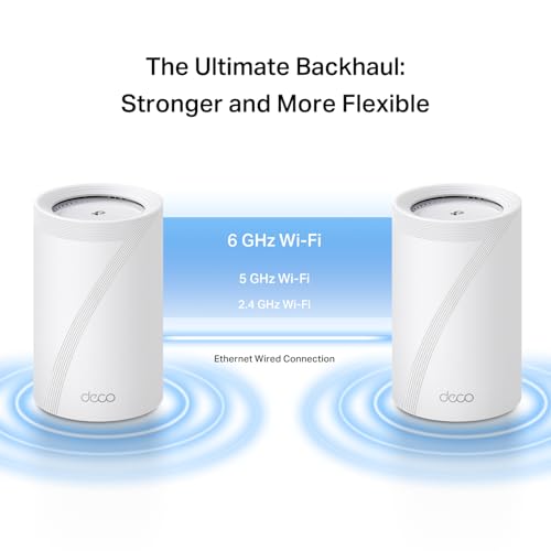 undefined TP-Link Deco 7 Pro BE67 Tri-Band WiFi 7 BE14000 Whole Home Mesh System | 8-Stream 14Gbps | 1×10G+1×2.5G Multi-gig Wired Backhaul | Up to 6000 Sq.ft | VPN, HomeShield, MLO, 320 MHz, AI-Roaming (2-Pack) の商品画像 5