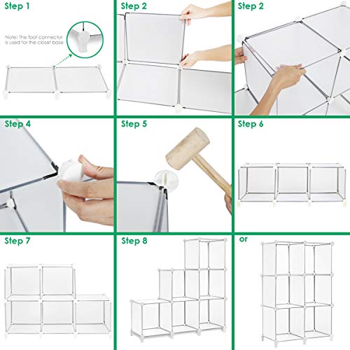 Tomcare Cube Storage 6-Cube Bookshelf Closet Organizer Storage Shelves Shelf Cubes Organizer Plastic Square Book Shelf Bookcase Diy Closet Cabinet Organizer Shelving For Home Office Bedroom, White #TOP2