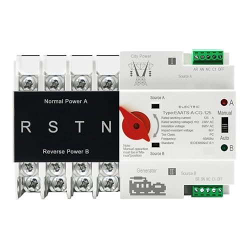 Commutateur de transfert automatique 4P 125A pour alimentation sans interruption triphasée 400V