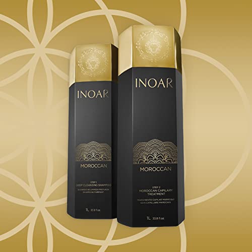 Inoar – Moroccan Smoothing Treatment Set With Keratin - Deep Cleansing Shampoo & Keratin Treatment, Curly Hair Care, Vegan Hair Product, Cruelty Free Haircare For Men And Women (33.8 Oz. Each) #TOP3