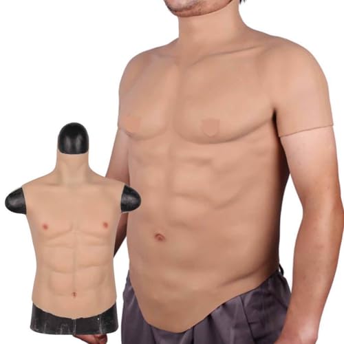 XSWL Traje Muscular de Silicona, Traje Muscular Masculino Realista, Piel simulada para Cosplay, Halloween, transgénero.,Color 1,One Size