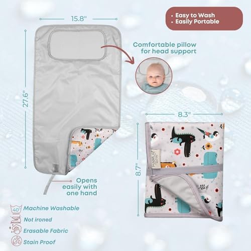 Miniatura 8 de Hamur Home Cambiador portátil  Impermeable, lavable y fácil de limpiar, plegable cambiador de bebé de viaje para bolsa de pañales, compacto y