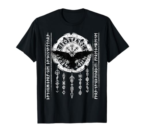 Viking Raven Odin Runes Vegvisir T-Shirt