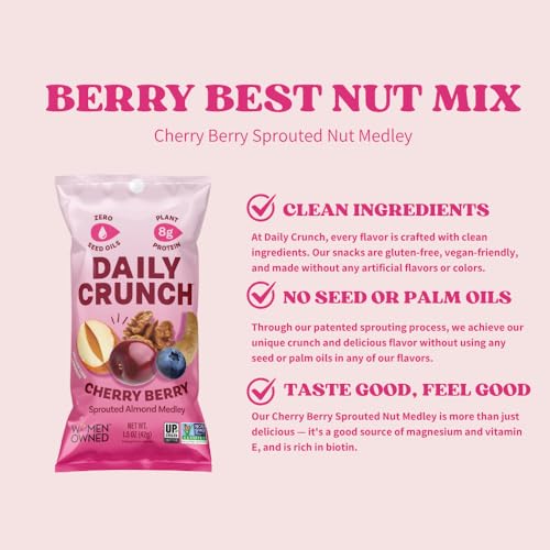 Image of Daily Crunch Sprouted Nut Medley, Cherry Berry, 1.5 oz Bags, 8 Pack