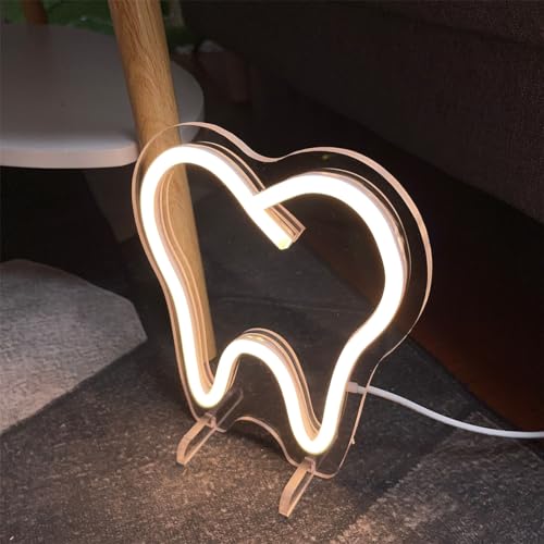 Image of Teeth Table Number Neon Sign Desk Lamp Night Light Wedding Letter LED Neon Sign Wedding Table Decorations Neon Light Shop Bedroom Home Room Decor Christmas Party Warm White USB 20x18 CM