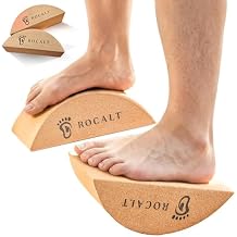 Rocalt Cork Yoga Blocks, Half Moon Yoga Block & Calf Stretching, Cork Foot Stretcher for Plantar Fasciitis Relief, Ankle Stretcher Pilates Block, Improve Balance, Stability & Foot Mobility