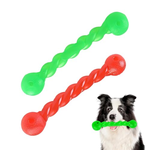 JUGUTA 2 Stück Hundespielzeug Für Zähne, Kauspielzeug Hund Unzerstörbar, Hundespielzeug Gummi, Gummi Spirale Kauknochen, Zahnungsstab Für Hunde, Für Zähne Reinigen Und Zahnfleisch Massieren